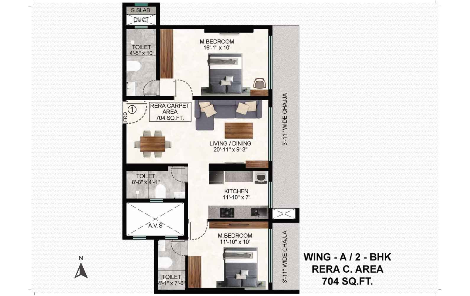 Shreeji-Green-Origin-Floor-Plan-2-BHK-704-sqft